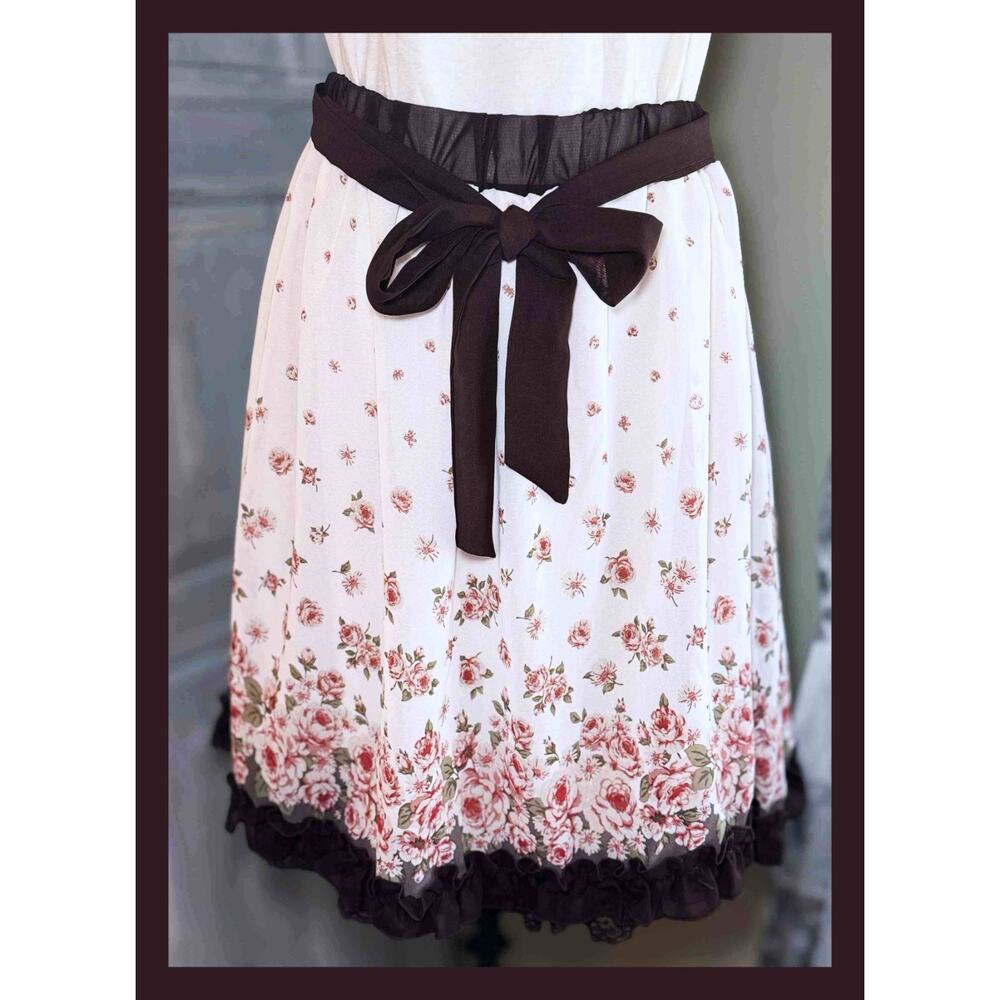 Axes Femme Floral Rose Frill Ruffle Ribbon Tie Skirt J Fashion Himekaji Coquette - Picture 2 of 13